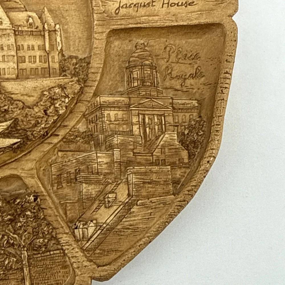 Vintage Carved Resin 3D Wall Plate Quebec Canada 9